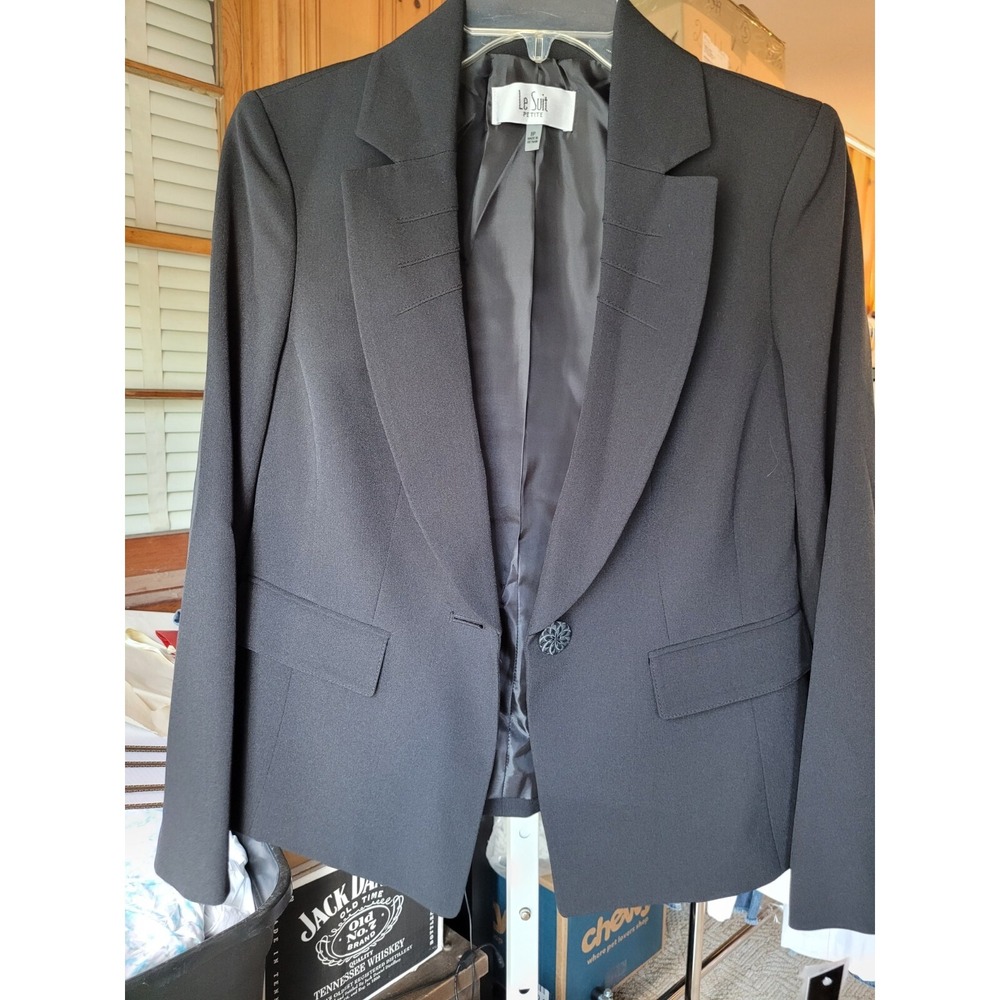 Le Suit Jacket Women's (8p)‎ Black Short Suit Style Lined Business Jacket NWT